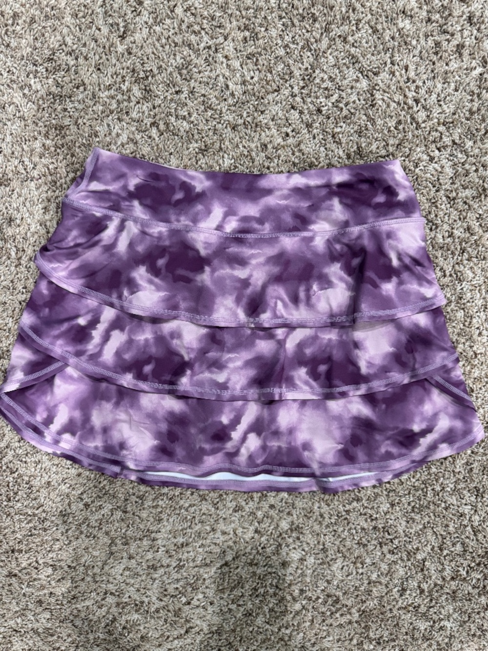 ID Ideology purple tie dye layered skirt with shorts/pockets underneath L-NWOT